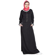 Travel abaya for winter- Black-Grey